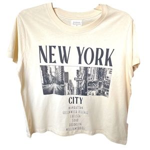 Urban Nation New York City Crop Graphic Top Beige NWOT Large